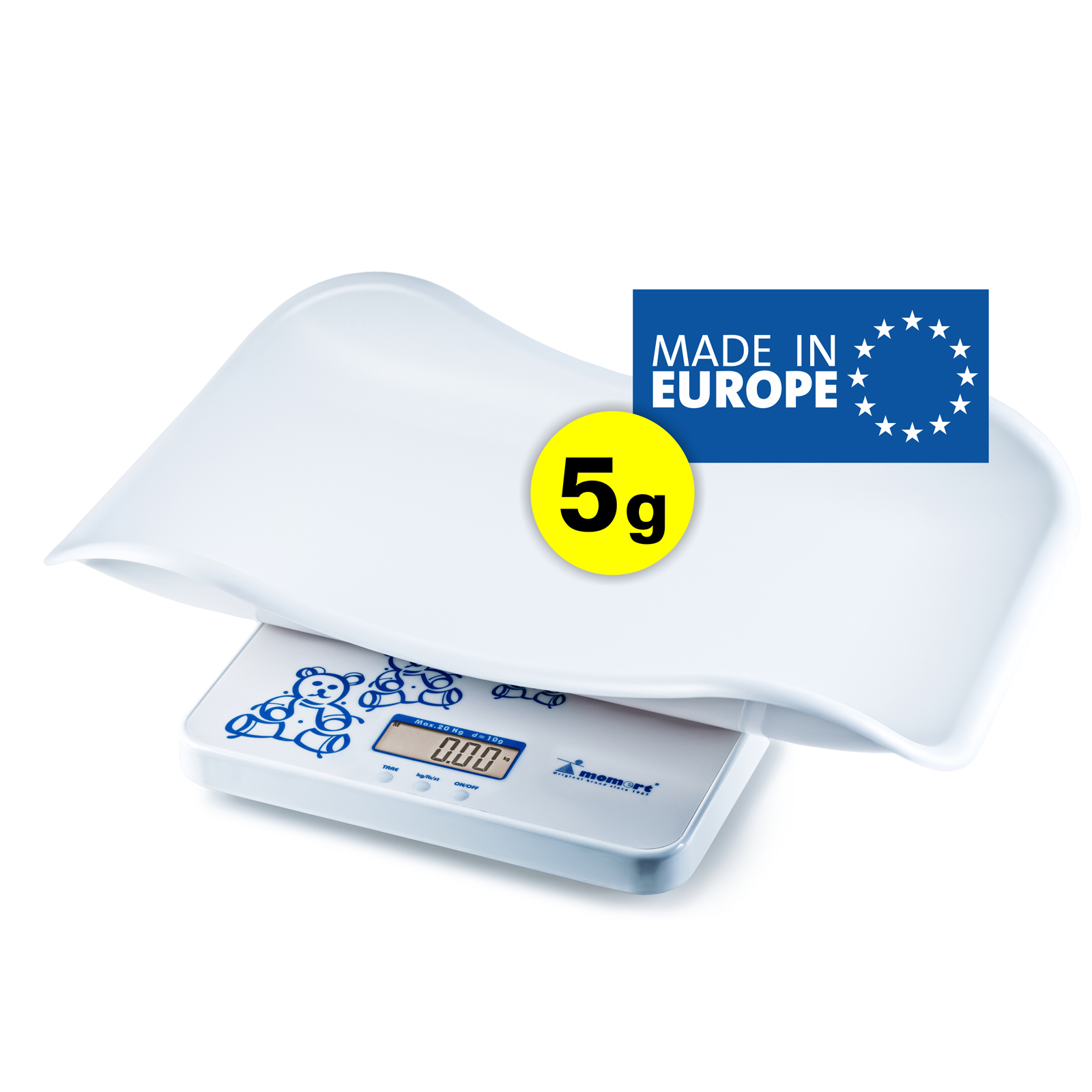 Ваги електронні для дітей та немовлят (дискретність 5G, до 20 кг), модель 6426, MOMERT (Угорщина).